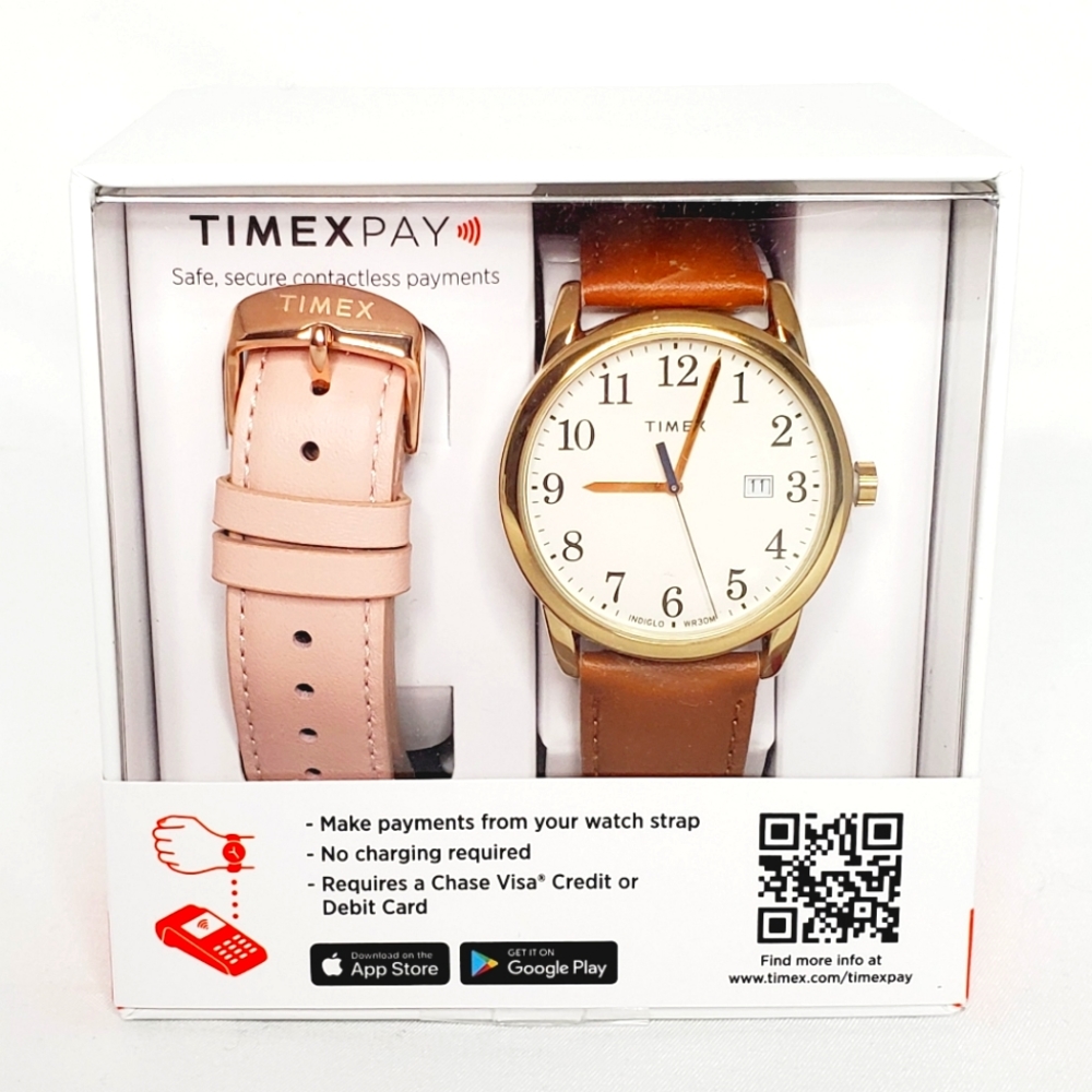 Timex Pay Strap With Easy Reader Watch & 30mm Leather Straps